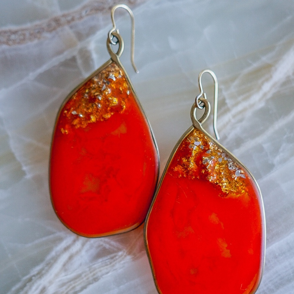 Polka Square Collection Earrings in POPPY